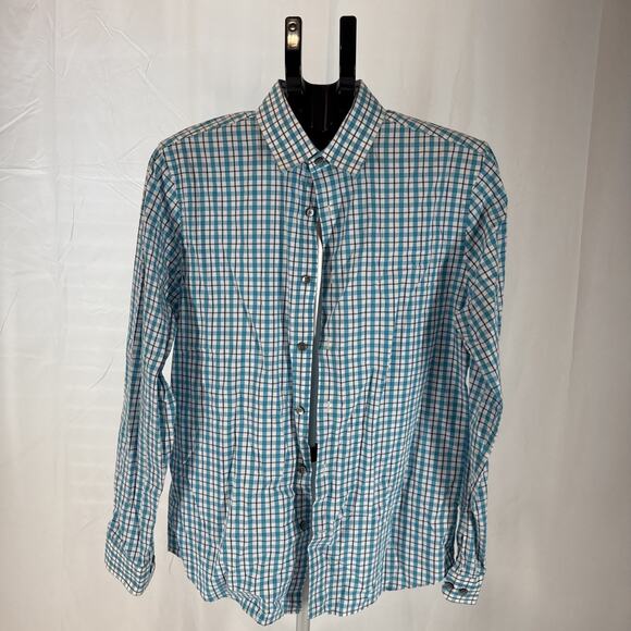 Express Men's Light Blue Plaid Long Sleeve Button-Up Shirt Size:M - Picture 1 of 7